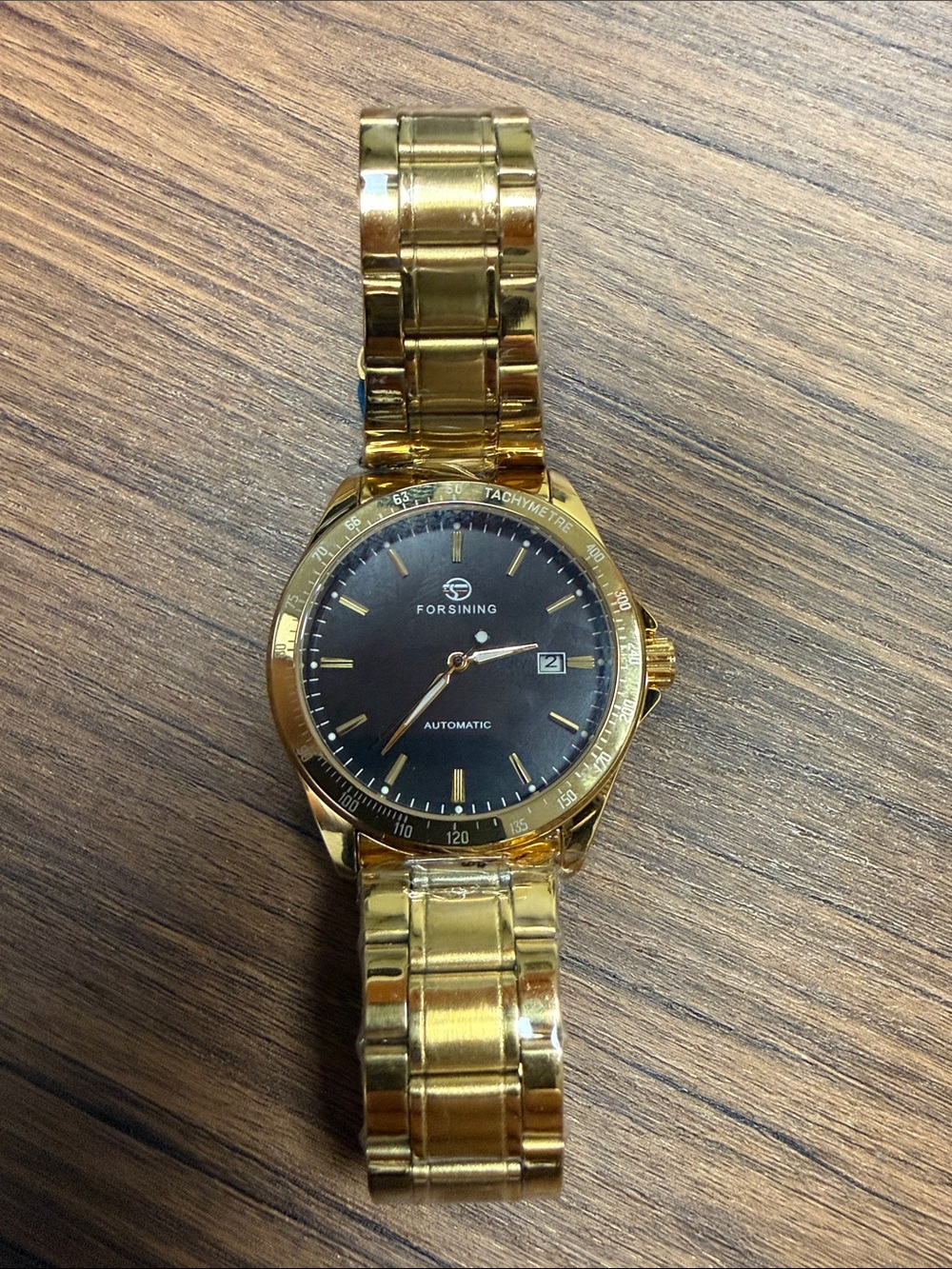 Men's Automatic Gold Watch with Black Dial